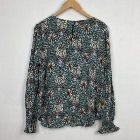 NWT H&M x William Morris & Co 8 Floral Print Top Blouse Green Blue Burgundy - Picture 13 of 13